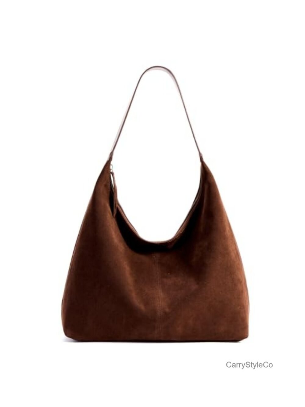 KALIDI Slouchy Tote Bag Faux Suede Leather Crescent Hobo Zipper